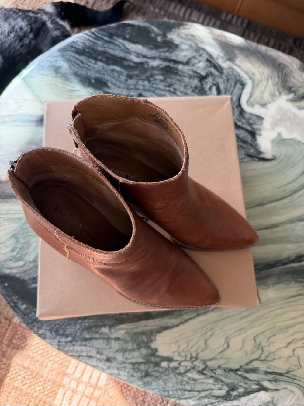 Lucky Brand Brown Leather Pointed Ankle Booties